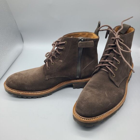 Aquatalia Leaston mens sz 7 M Boots  Dark Brown suede lace-up ankle zipper main image 4